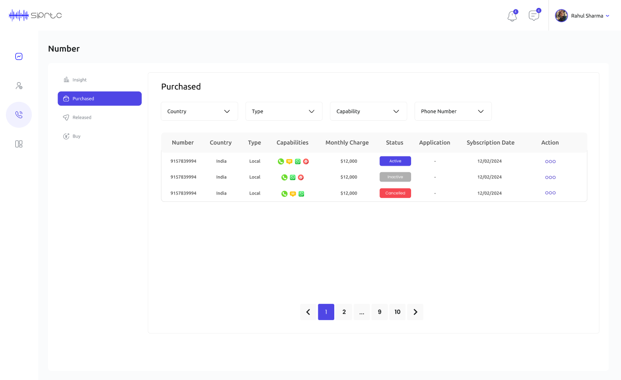 screenshot of SIPRTC CPaaS